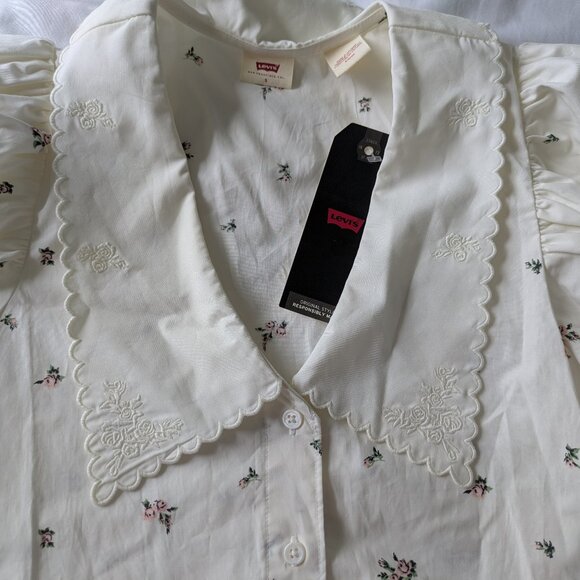 NWT Levi's Royce Collar Puff Sleeve Blouse - Picture 2 of 5